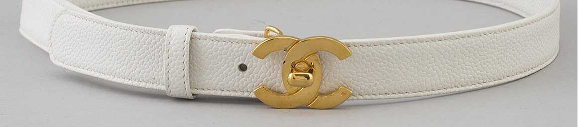 white caviar Chanel belt