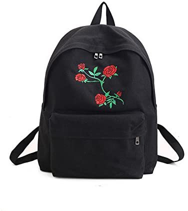 Ruikey School Backpack Rose Pattern Canvas Rucksack School Bag Casual Daypacks: Amazon.co.uk: Luggage