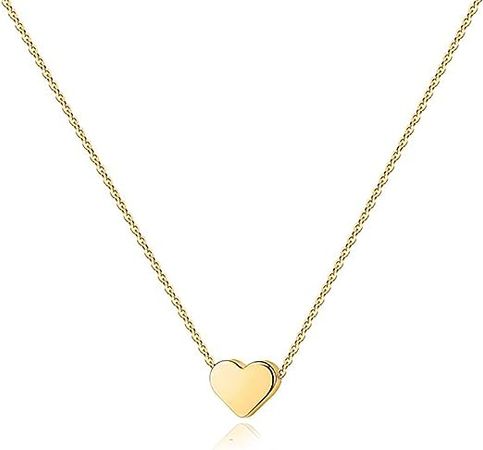Amazon.com: PAVOI 14K Yellow Gold Plated Heart Necklace | Cute Dainty Love Pendant Necklaces for Women : Clothing, Shoes & Jewelry