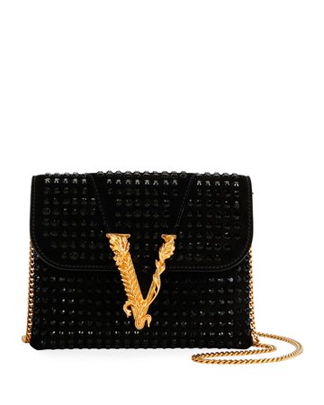 Versace Virtus Crystal Evening Shoulder Bag | Neiman Marcus