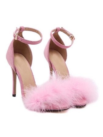 Fluffy pink heels