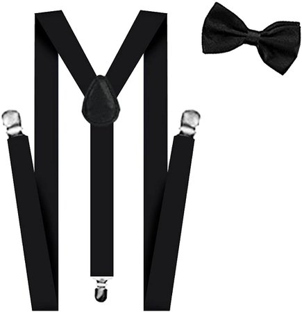 Amazon.com: Suspenders For Men,Women Adjustable Suspends Bow Tie Set Solid Color Y Shape (Black): Clothing