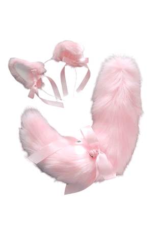 pink puppy tail and ears