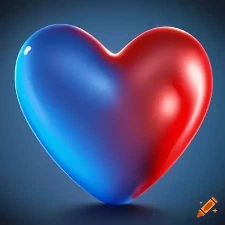 Abstract art of red and blue heart person on Craiyon