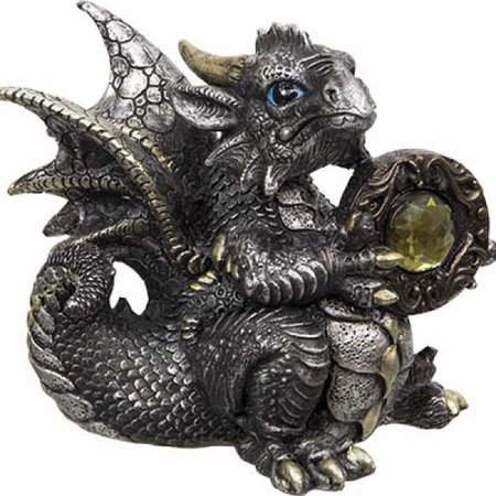 Silver-Gray Baby Dragon Figurine
