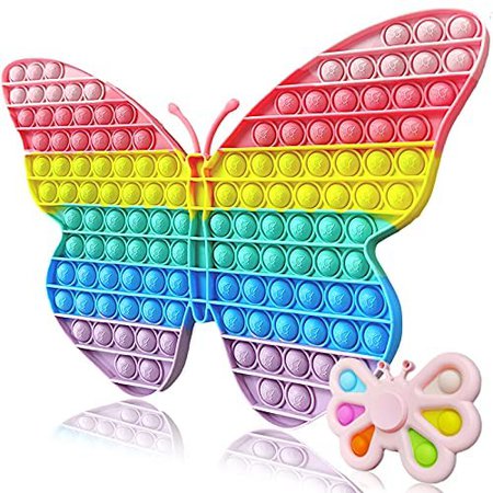Amazon.com: 15.7 Inch, Jumbo Push Pop Fidget Packs, Big Size Butterfly Pop Fidget Toy, Rainbow Simple Dimple Fidget Toy, Large Super Big Huge Pop Pops it Anti-Anxiety Tool for Kids and Adult (2PCS) : Toys & Games