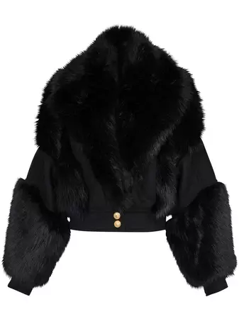 Balmain faux-fur Trimmed Cropped Jacket - Farfetch