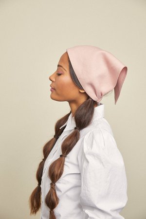 Linen head scarf Pink linen fichu linen kerchief triangle | Etsy