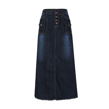 Amazon.com: RTYou Denim Maxi Skirts for Women Long Skirt Mid Waist Pencil Jean Skirt A-Line Button Pocket Front Straight Fashion Skirts: Clothing