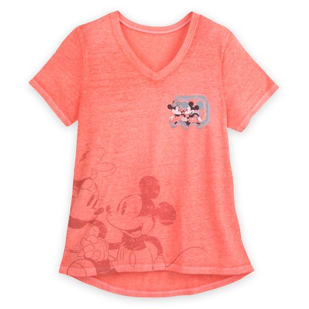 Mickey and Minnie Mouse V-Neck T-Shirt Disneyland