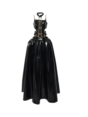 black vinyl harness dress formal gowns