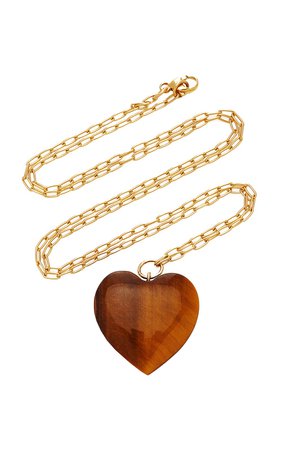 18K Gold And Tiger's Eye Necklace by Haute Victoire | Moda Operandi