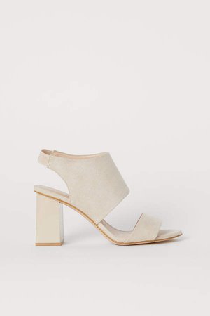 Block-heeled Sandals - Beige