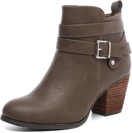 Amazon.com | Luoika Women's Wide Width Ankle Boots, Extra Wide Mid Heel Side Zipper Booties. 211026 Tan 10.5xw | Ankle & Bootie