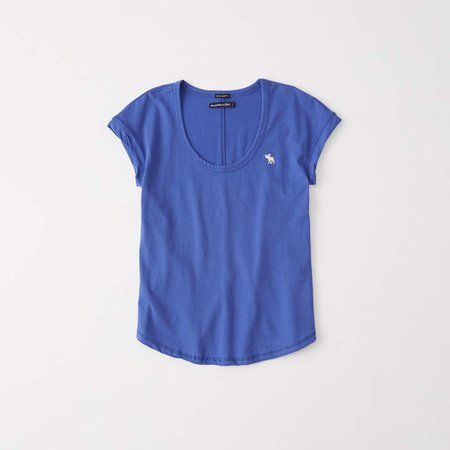 A&F Women's Scoopneck Icon Tee in Blue - Size XXS