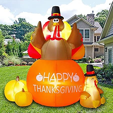 Amazon.com: SHDEJTG 6FT Thanksgiving Inflatables Turkey Decorations with Pilgrim Hat, Built-in LEDs Blow ups Turkey Decor for Yard Family Holiday Party Indoor Outdoor Garden Lawn Autumn Harvest Day : Everything Else