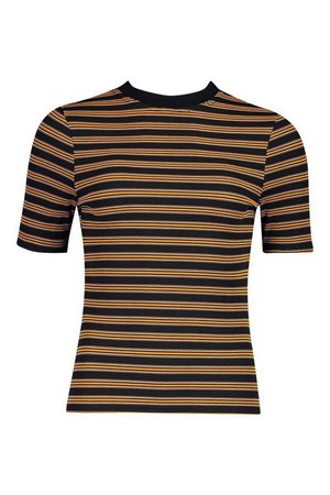 Ribbed Stripe Ringer T-Shirt | Boohoo