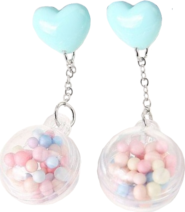 blue heart gumball earrings