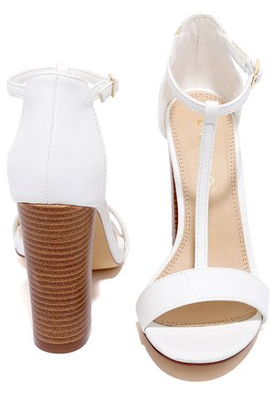 Sleek White Heels - High Heel Sandals - T-Strap Heels - $34.00