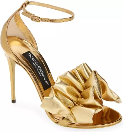 Dolce&Gabbana Scrunchie Strap Metallic Sandal | Nordstrom