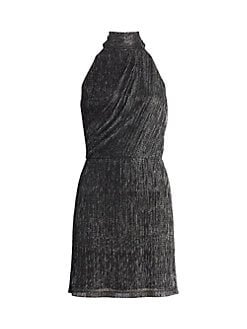 Halston metallic halter dress