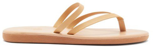 Cross-strap Leather Slides - Tan