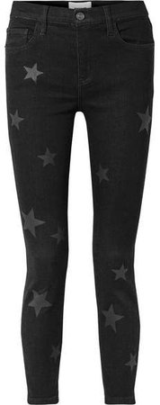 The Stiletto Printed High-rise Skinny Jeans - Black