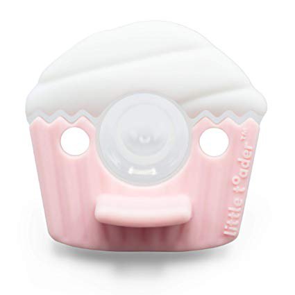 Amazon.com : Little Toader Cupcake Baby Pacifier (Round Nipple - Solid Silicone Paci) 3+ Month Cupcake (Pink) : Baby