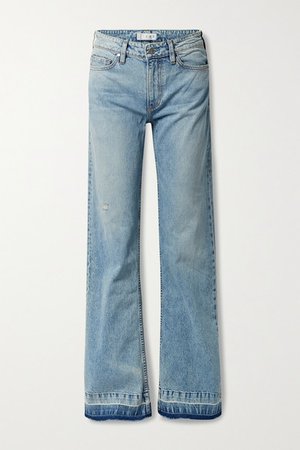 The Mimi Distressed Mid-rise Wide-leg Jeans - Light blue