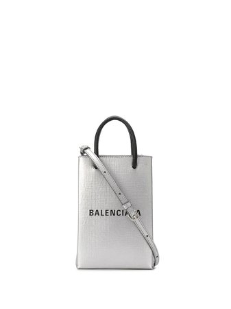 Balenciaga Shopping Phone Holder Mini Bag 5938260AI4N Silver | Farfetch