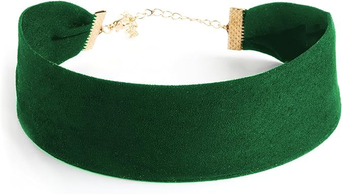 Amazon.com: STACKABLE CREATIONS Wide Velvet Thick Green Choker Necklace for Women Girls, 90s Ribbon Neck Collar: Clothing, Shoes & Jewelry