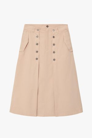 Midi skirt with buttons and flat pockets - Beige-pink | ZARA United States