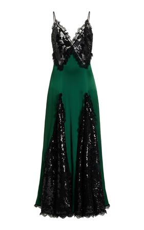 Ruffled Silk Satin And Lace Maxi Dress By Rodarte | Moda Operandi