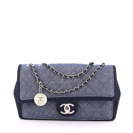Chanel Medallion Flap Bag Quilted Denim