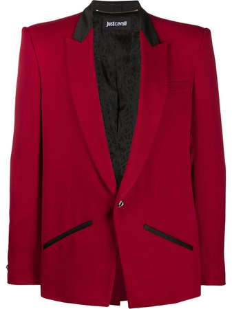 Red Just Cavalli Satin Collar Blazer | Farfetch.com