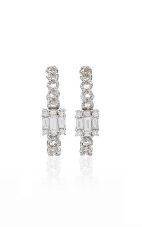Clarity 18k White Gold Diamond Hoop Earrings By Mindi Mond | Moda Operandi