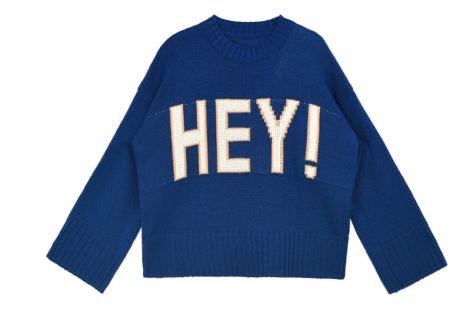 “Hey” Blue Sweater