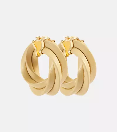 Twist Gold Plated And Leather Hoop Earrings in Beige - Bottega Veneta | Mytheresa