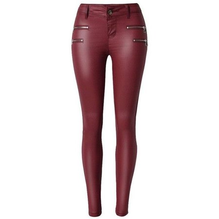 Leather leggings, bordeaux-red