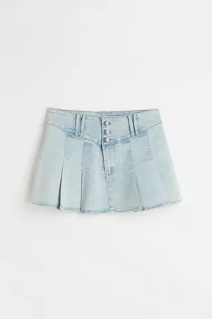 Pleated Denim Skirt - Light denim blue - Ladies | H&M US