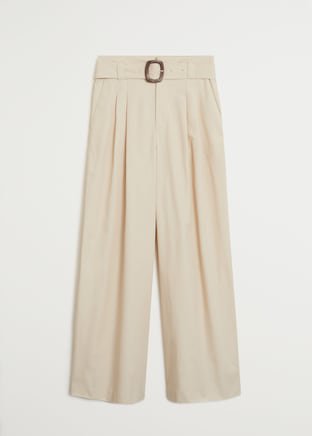 Belt cotton-blend trousers - Women | Mango United Kingdom