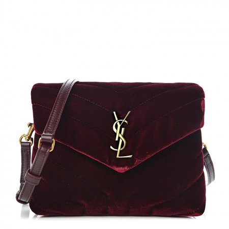 SAINT LAURENT Velvet Y Quilted Monogram Toy Loulou Chain Satchel French Burgundy 418907