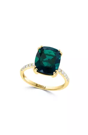 EFFY 14K Yellow Gold Lab Created Emerald & Lab Created Diamond Ring - 0.20ct. - Size 7 | Nordstromrack