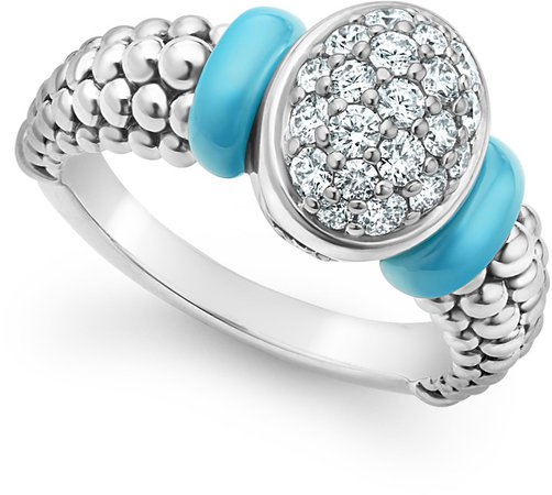 Blue Caviar Diamond Oval Ring