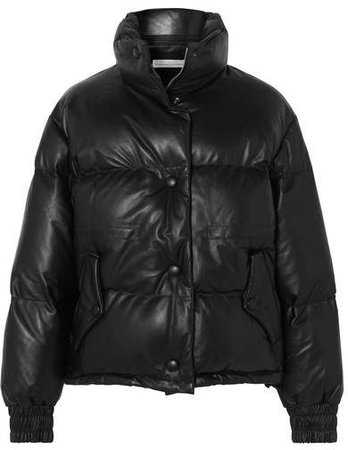 Yuri Quilted Leather Down Jacket - Black