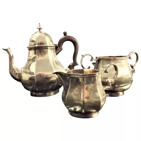 1919 Very Heavy Sterling Silver Tea Set With Early Art Deco Influence : Antique Goodies | Ruby Lane