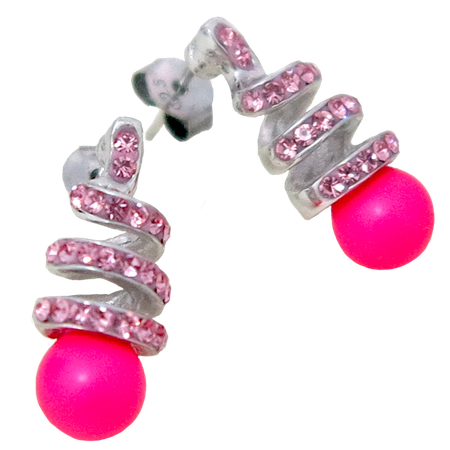 hot pink neon fluorescent pink fuchsia earrings crystal