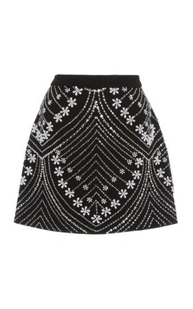 Pearl-Embellished Stretch Wool Mini Skirt By Libertine | Moda Operandi
