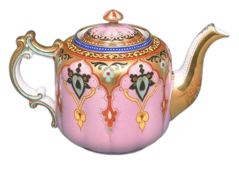 Teapot And Lid (Russia), late 19th century; Manufactured by Kuznetsoff Pottery (Russia); enameled and gilt porcelain