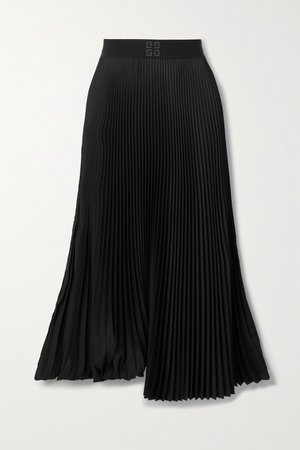 Black Asymmetric pleated crepe de chine skirt | Givenchy | NET-A-PORTER